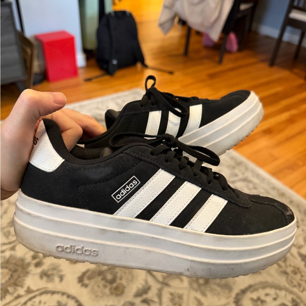 adidas Women’s Black and White Platform Sneakers - Classic 3-Stripes
